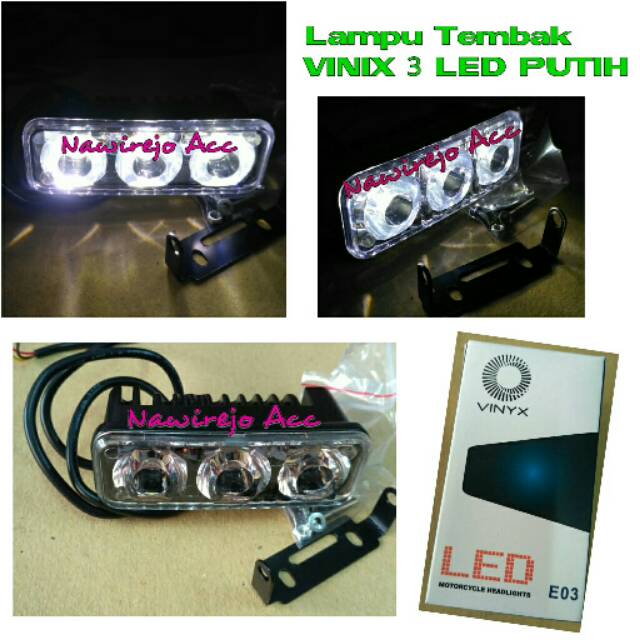 Lampu Tembak / Lampu Sorot VINYX 3 LED Cree Putih