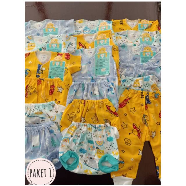 18 PCS/9 STEL BAJU BAYI BARU LAHIR LIBBY MOTIF