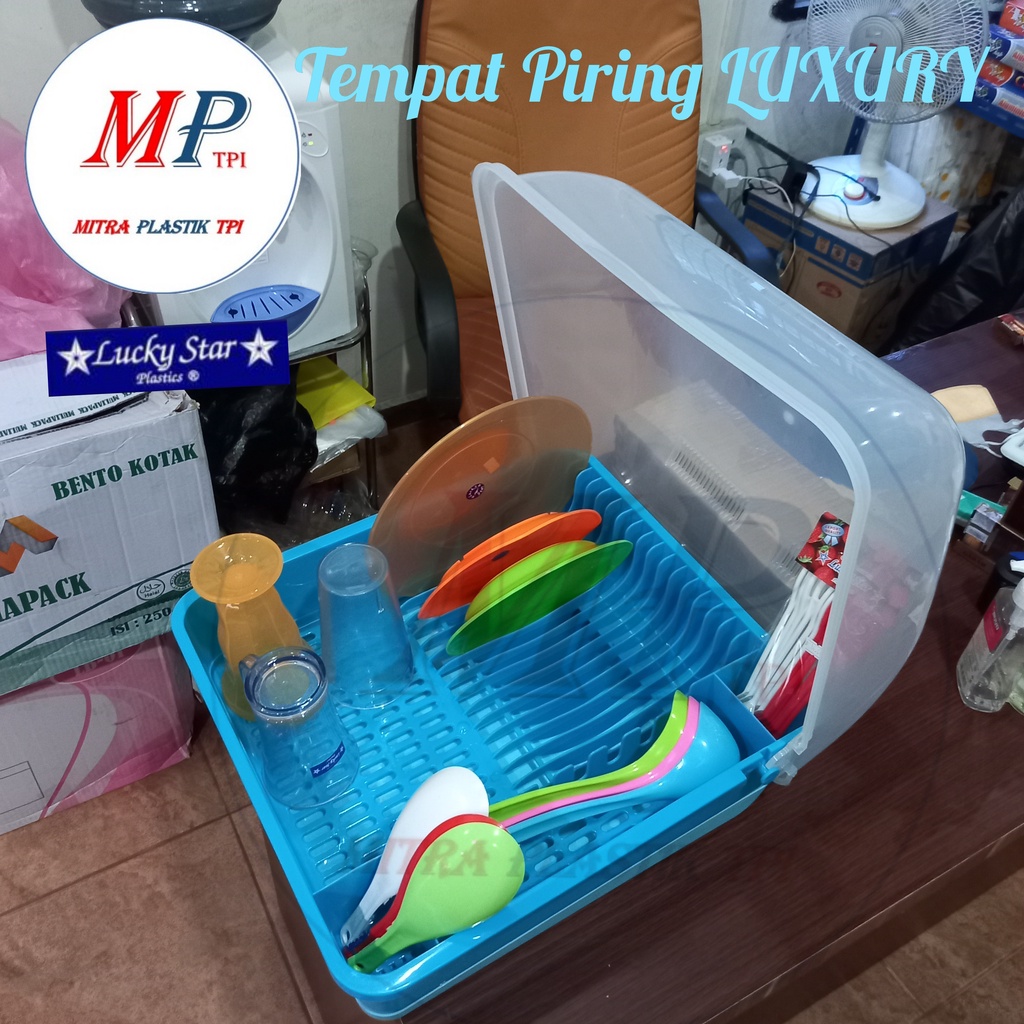 Tempat Piring + Tutup Luxury Lucky Star / Rak Cuci Piring + Tutup