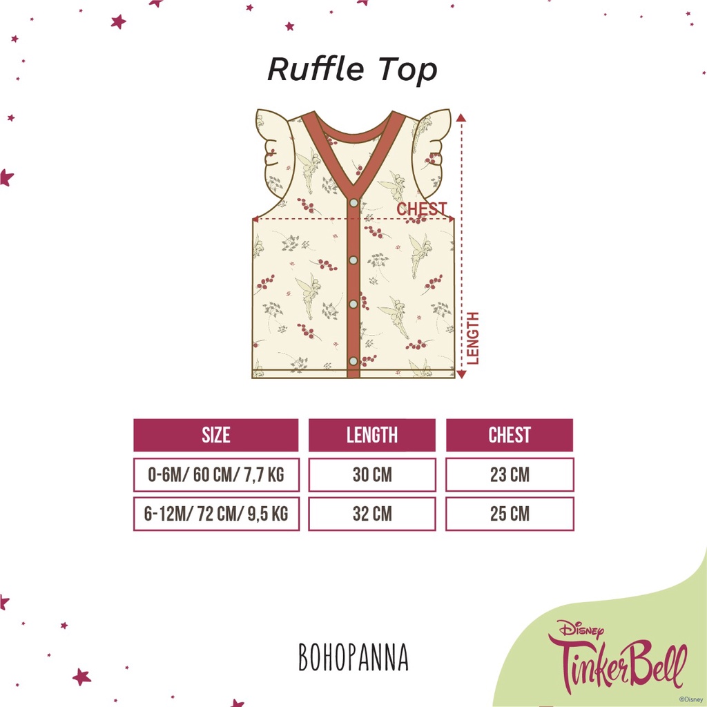 Bohopanna - Ruffle top Disney Tinkerbell / Atasan Anak