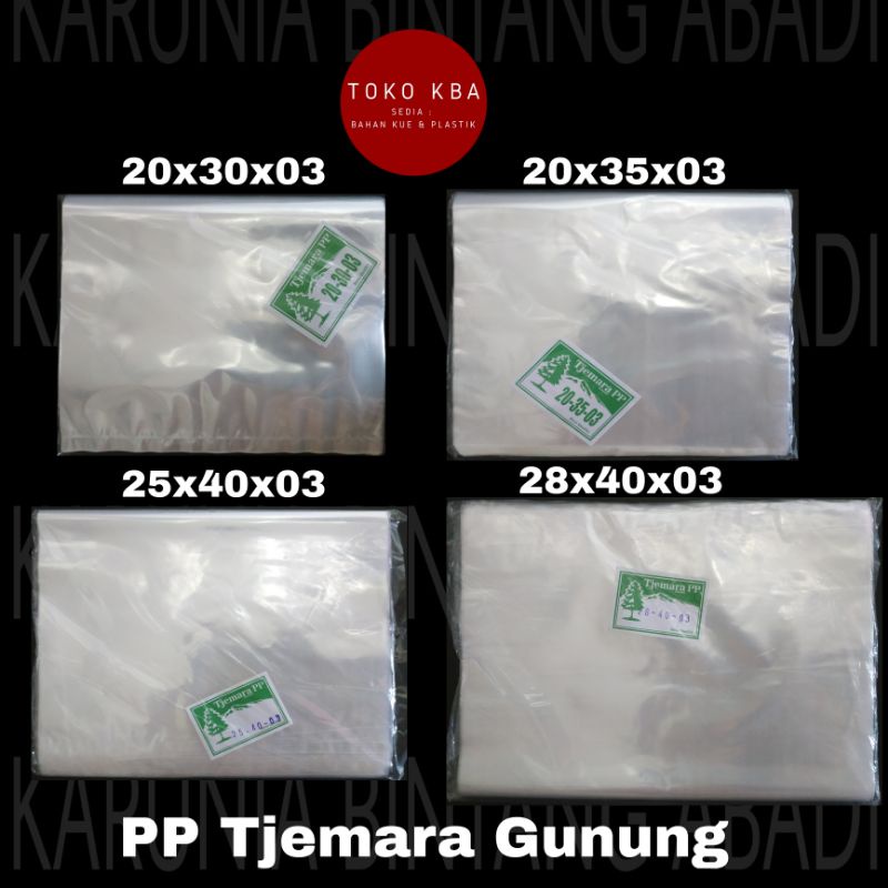 Kantong plastik PP Tjemara Gunung 20x30x03, 20x35x03, 25x40x03, 28x40x03