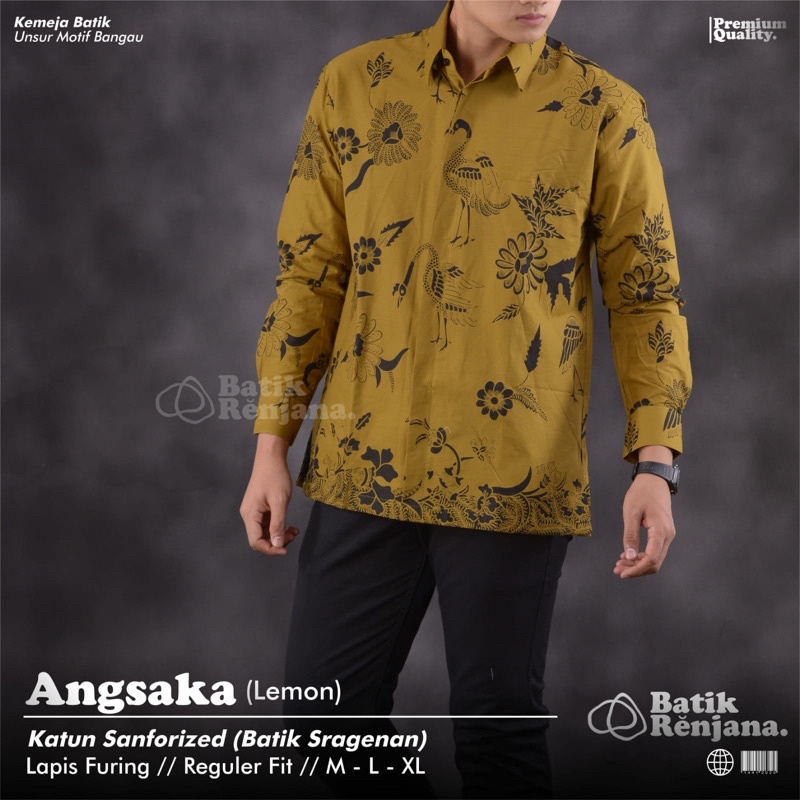 ANGSAKA LEMON KEMEJA BAJU BATIK ATASAN PRIA SOLO LENGAN PANJANG KATUN HALUS FULL FURING PREMIUM MEWA