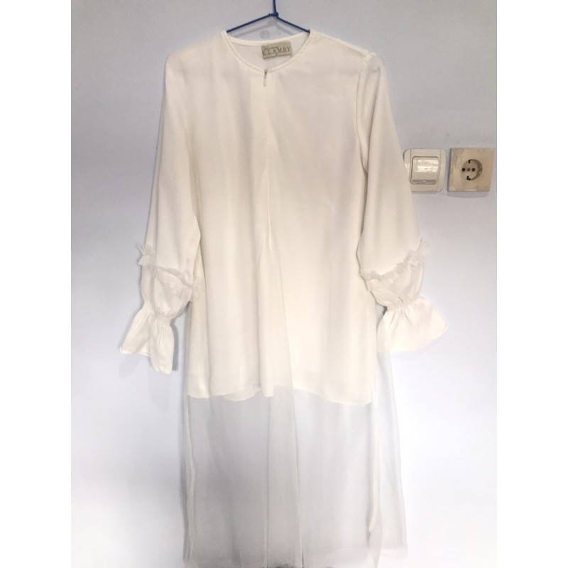 Kala Tunic in White Wearing Klamby