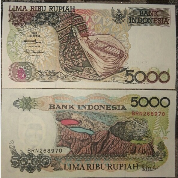 UANG KUNO UANG MAHAR Rp. 5000 Sasando 1992