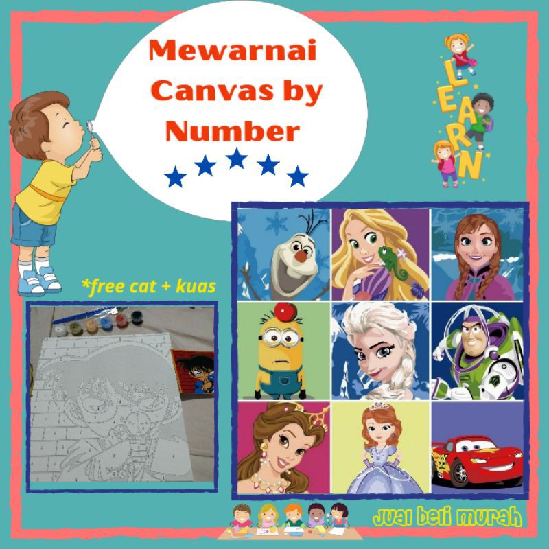 

CHILDREN CANVAS PAINTING COLORING BY NUMBER PRAKARYA ANAK KANVAS ANAK BELAJAR MELUKIS KARTUN