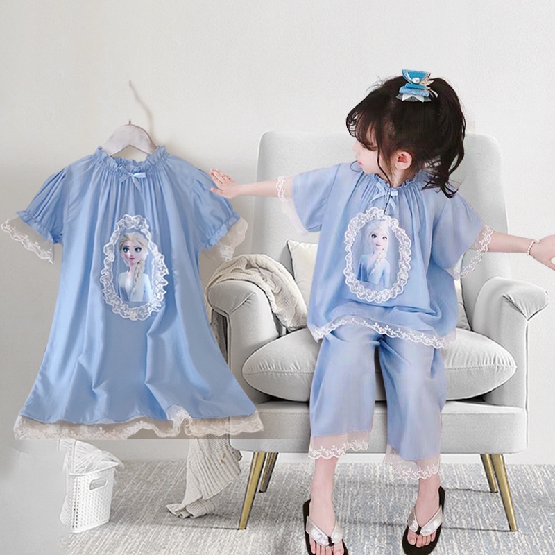 SETELAN BAJU ANAK PEREMPUAN DRESS ANAK PEREMPUAN ELSA FROZEN BAJU TIDUR DASTER PIYAMA ANAK 2021329