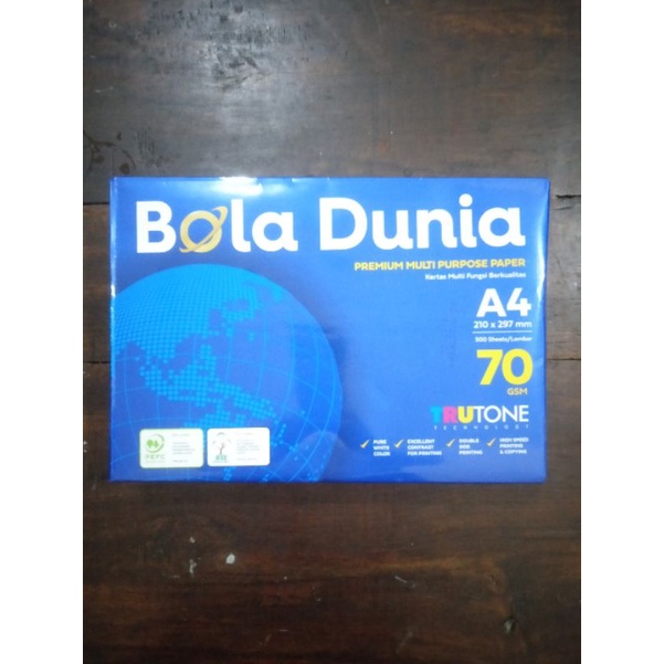 

kertas HVS A4 bola dunia 70gr per rim