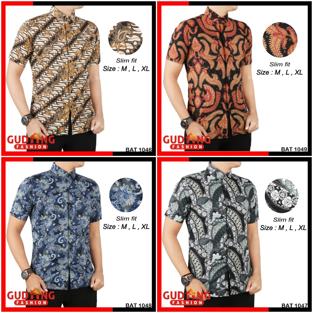 Kemeja Hem Batik Pendek Pria / Slim Fit / Premium Quality (COMB)