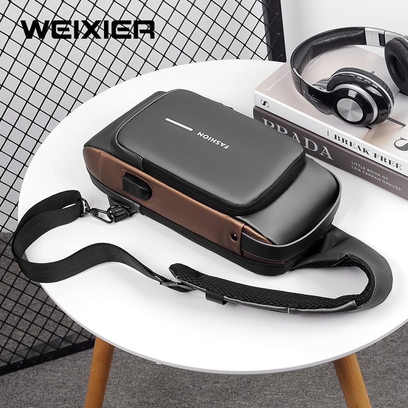 WEIXIER X306 Tas Selempang Pria Shoulder Bag USB Port Anti Maling WK-SBY