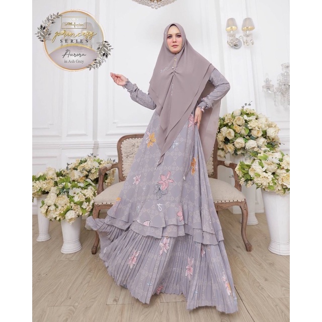 Althafunissa Syari -Aurora Series ,gamis syari Branded , Syari premium /GAMIS SET KHIMAR ALTHAFUNISA