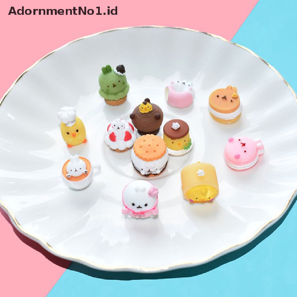 (AdornmentNo1) 10pcs / Set Hiasan Cabochon Resin Motif Kartun Dessert 3D Untuk Scrapbook (ID)