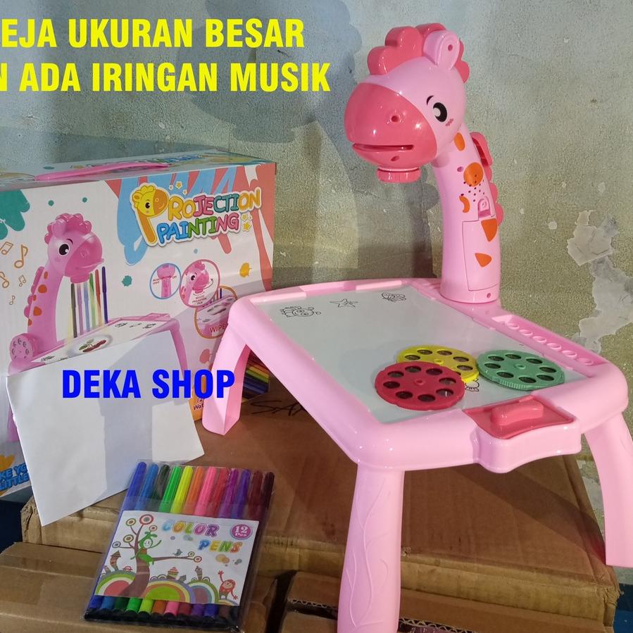 ★ Meja Belajar Gambar Meja Gambar Anak Proyektor Meja Belajar Anak Mainan Motif Jerapah/ Meja Belaja