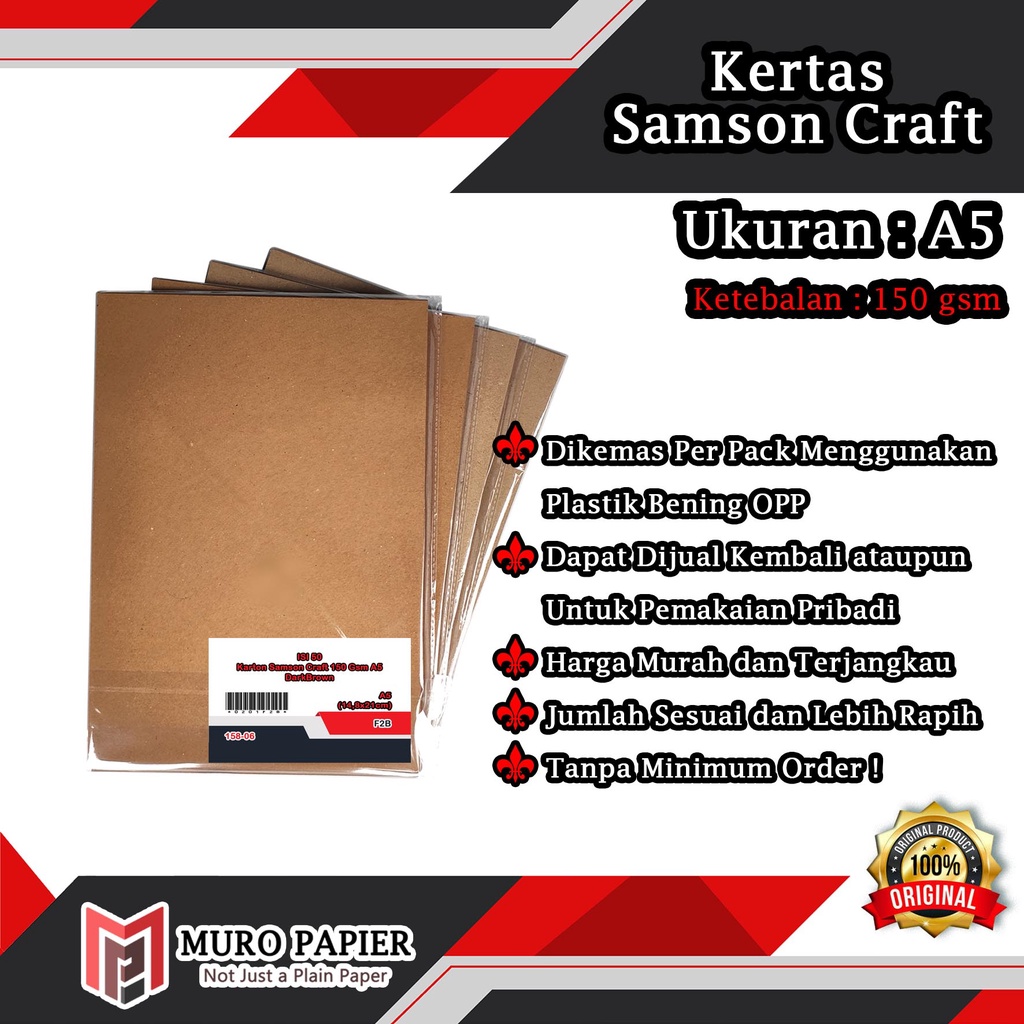 

( PER PAK - ISI 50 ) Karton Samson Craft 150 gsm A5 - by Muro Papier