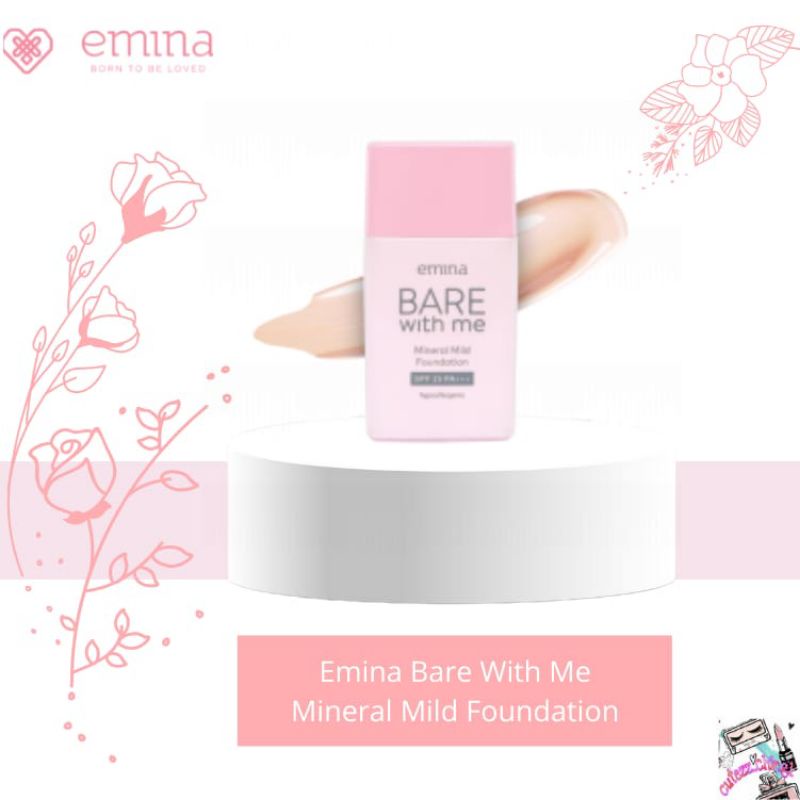 ☃️Cutezz_Ching1☃️Emina Bare With Me Mineral Mild Foundation 30ml