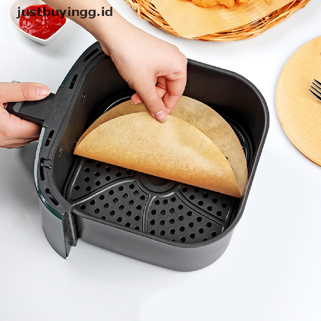 (Justbuyingg.Id) 20 / 50 / 100pcs Kertas Alas Air Fryer Anti Lengket Sekali Pakai