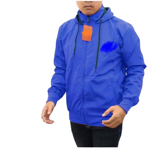 [Promo Sale] COD/Jaket Parasut Olahraga Sporty Jogging Lari Polos Hitam M-XXL-Biru