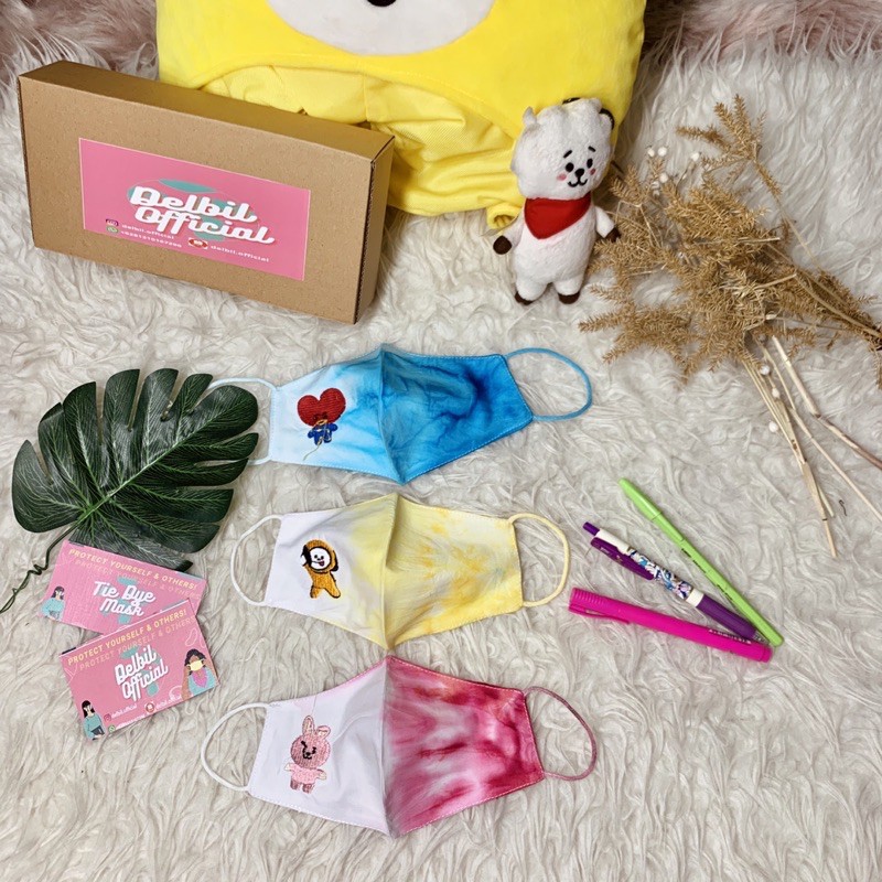 BTS BT21 (MASKER TIE DYE) | 1 BOX DAPAT 3 MASKER