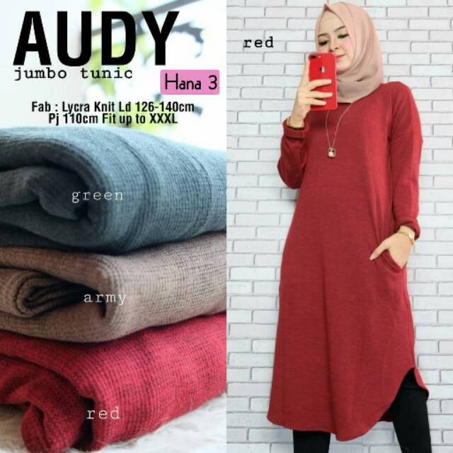 Audy jumbo tunik kaos lycra knit by hana 3