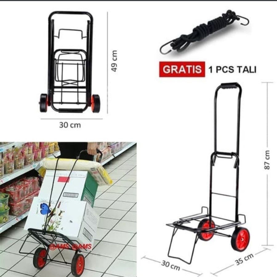 Troly Lipat Serbaguna -Trolley Barang Serbaguna Trolley Besi Lipat Bawa Galon Aqua