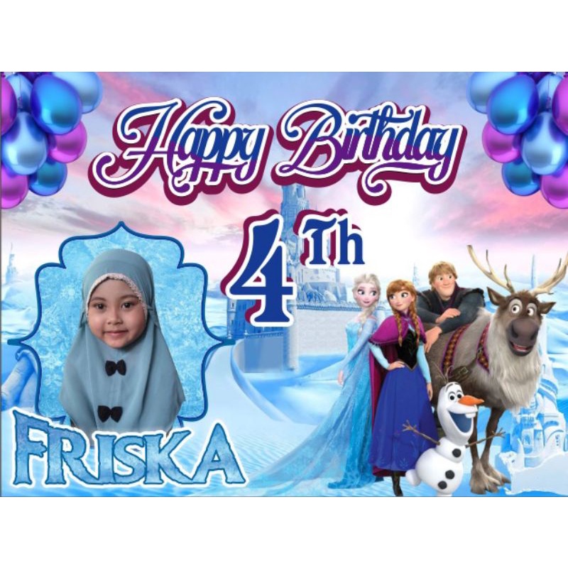 banner display selamat ulang tahun karakter anak backdrop spanduk karakter