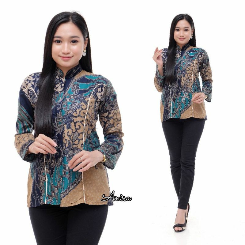 BAJU BATIK WANITA - BATIK WANITA MODERN MONALISA GENES M,L,XL,XXL asli PEKALONGAN-No 6