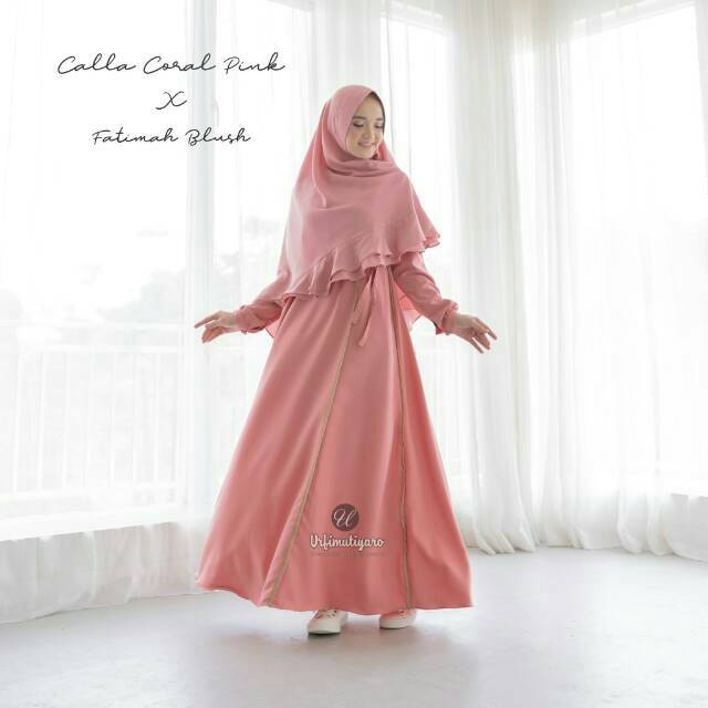 Calla dress urfimutiyaro gamis best seller safron creep polos pastel