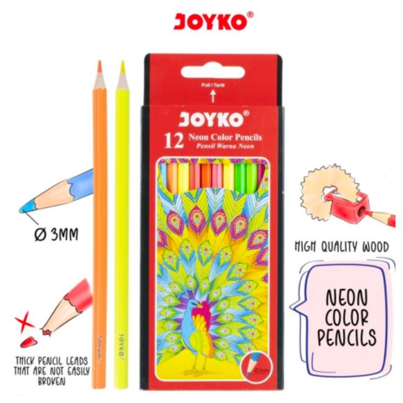 

Neon Color Pencils Pensil Warna Neon JOYKO CP-124N 12 Warna