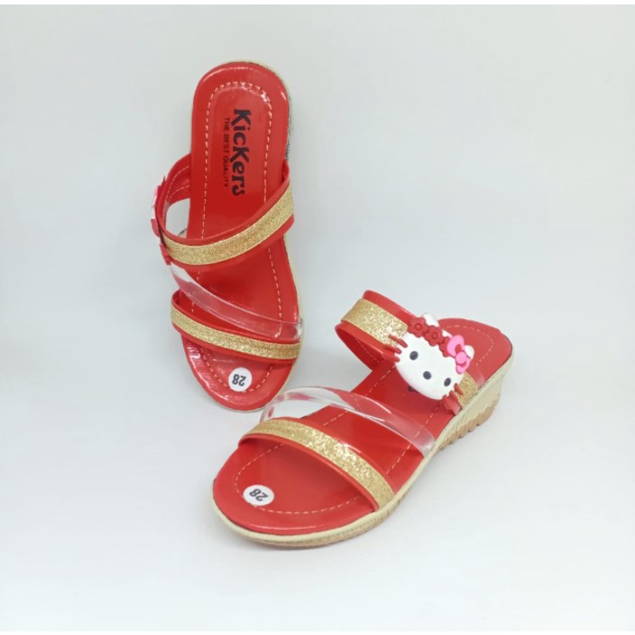 Sandal Anak Perempuan Kickers Selop Wedges 26 - 35 HK Hak 3 Cm Casual Fashion N14