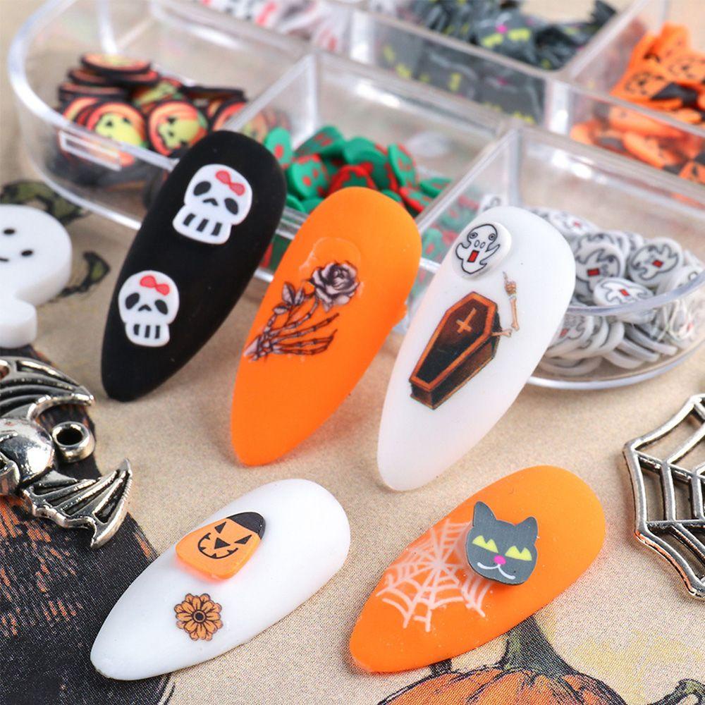 R-bunga Kuku Tanah Liat Irisan Perhiasan Kartun Lucu DIY Manicure Halloween