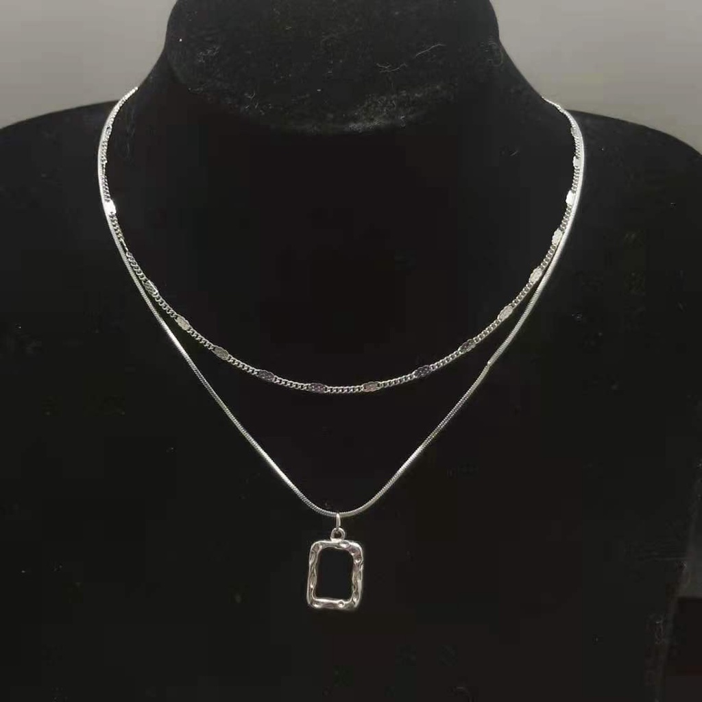 Geometris double-layer kalung bisa dipakai secara terpisah New Square kalung gaya dingin wanita