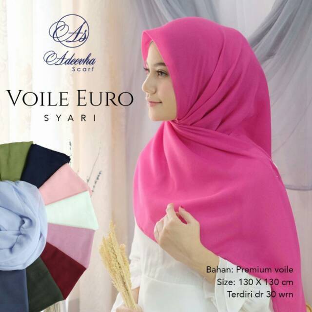 HIJAB SEGIEMPAT JUMBO EURO SYARI ADEEVHA POLLYCOTTON POLOS TEPI LASER LASERCUT LC 120 X 120 GROSIR