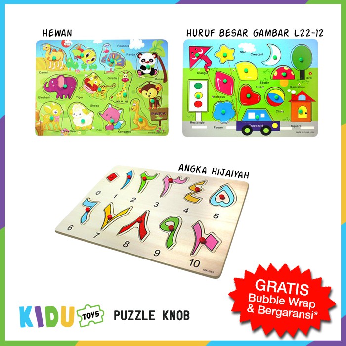 Mainan Anak Puzzle Knob (Beli 3 = HARGA GROSIR, Boleh Mix) Kidu Toys