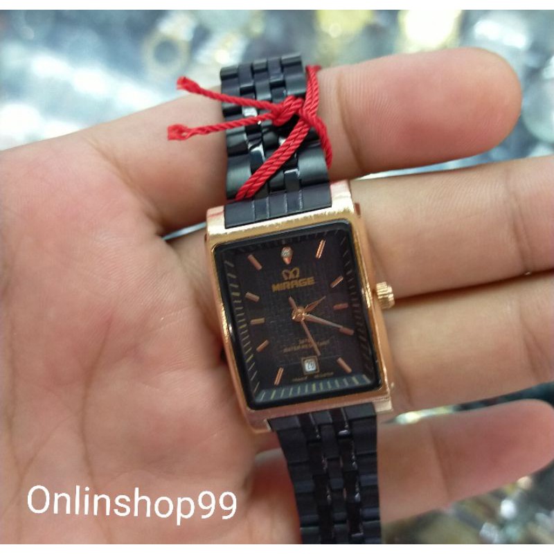JAM TANGAN MIRAGE KOTAK UNTUK WANITA TANGGAL AKTIF JAPAN MOVEMENT WATER RESISTANT 3ATM