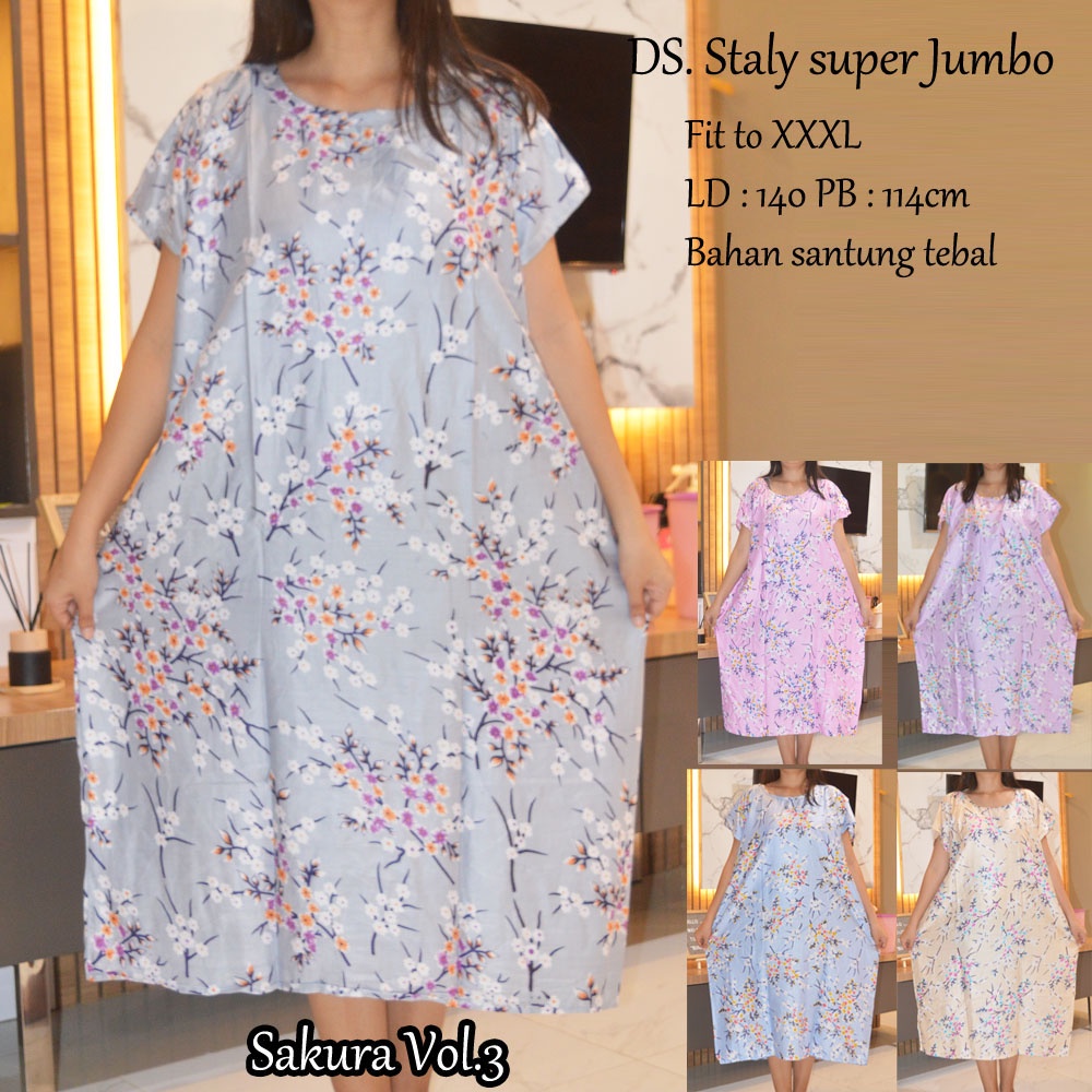 Daster super Jumbo staly LD 140 | 1kg muat 5pcs  | daster murah-Sakura Vol.3
