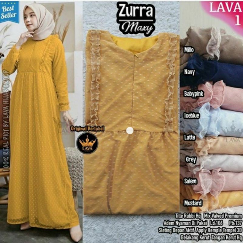 ZURRA MAXY GAMIS TILE POLKADOT WANITA Dress muslim gamis pesta STANDAR JUMBO