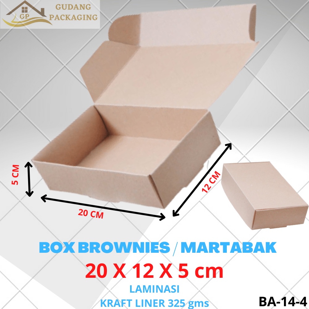 

KARDUS BOX KOTAK BROWNIES KUE BOLU / DUS BOX KOTAK BROWNIES MARTABAK 325 GMS 20X12X5 CM BA-14-04