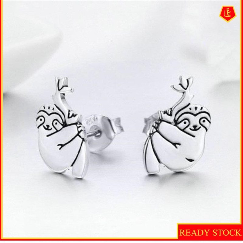 [Ready Stock]Simple Cute Animal Sloth Silver Stud Earrings