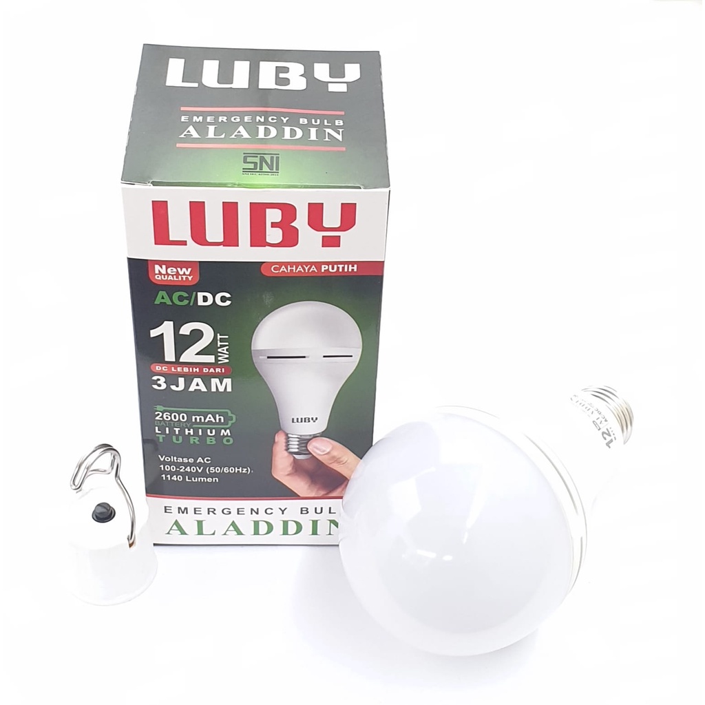 Luby NEW Aladdin 12w Ac/Dc Cahaya Putih / Lampu Led Bohlam Emergency Bulb / Lampu Ajaib Magic Lamp