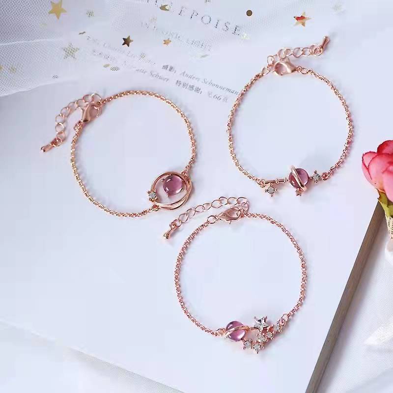 ✨D.G.C✨ ✅COD Gelang Wanita Fashion Biru Crystal Planet Sapphire Clavicle Pendant Gelang Korea Murah L09-106