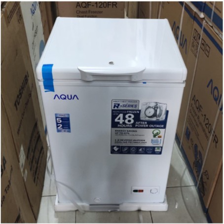 Chest Freezer Aqua 110 Liter AQF 120 FR Low Watt Garansi Resmi Aqua Lampu LED