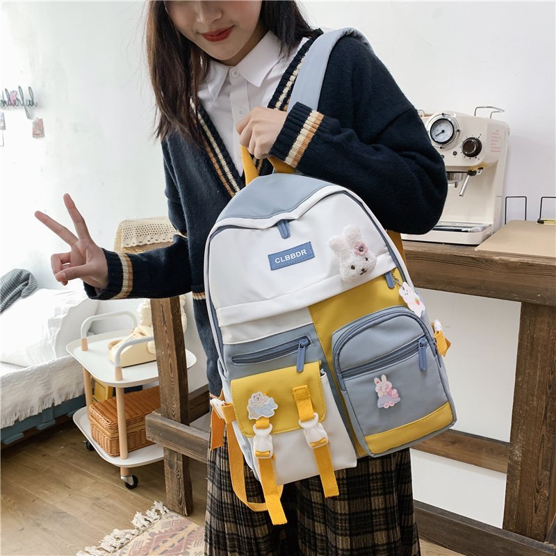 WYK130 Tas Ransel Wanita Pria Twin Colour Sekolah Kuliah Backpack School Impor TKM