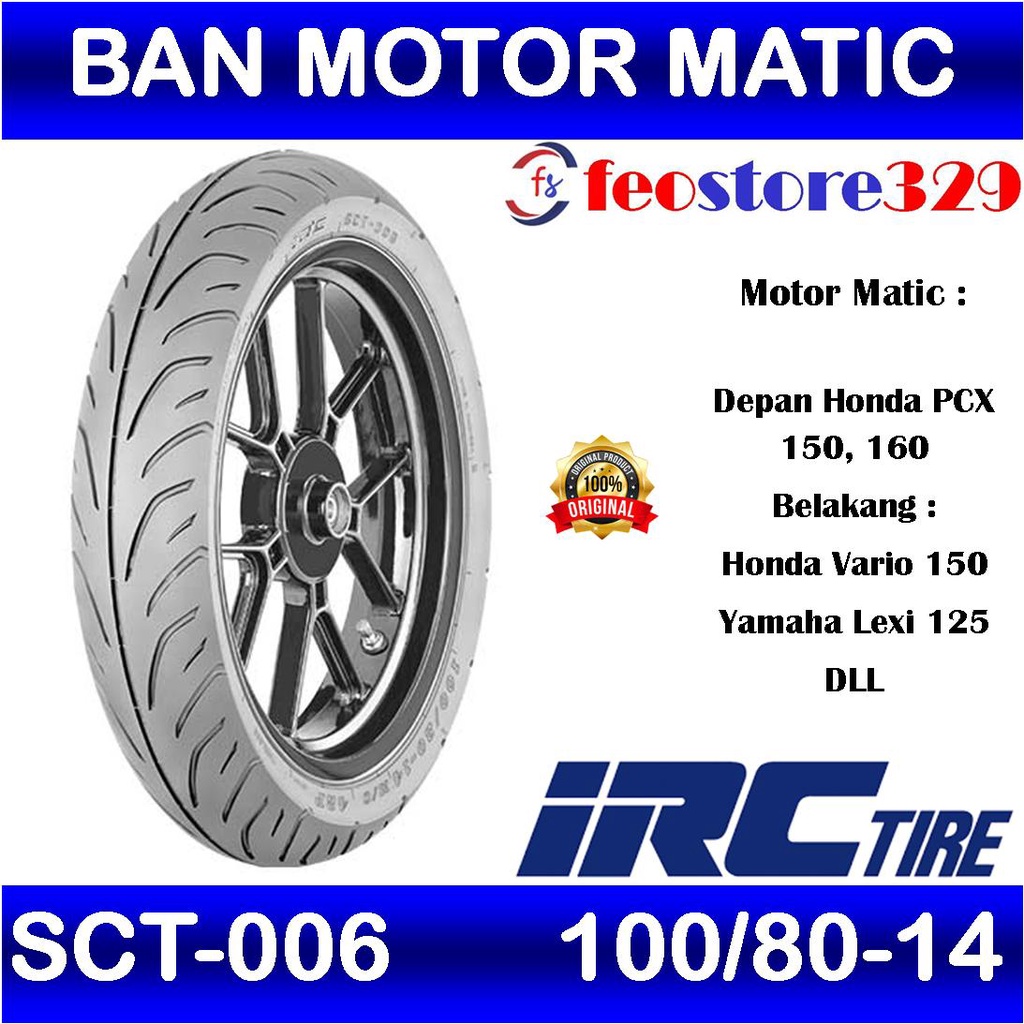 Ban Tubles Irc 100/80 Ring 14 Ban depan Honda Pcx 150 160  Ban Belakang Vario 150