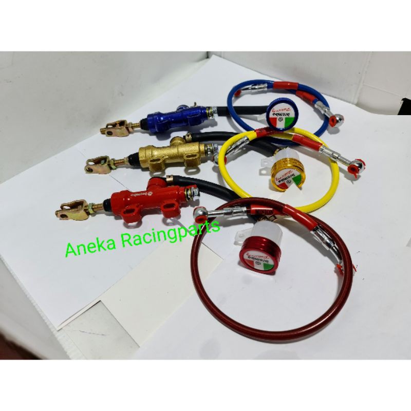 tonjokan master rem belakang bre-mbo satu set selang rem 60cm pnp universal motor cakram belakang