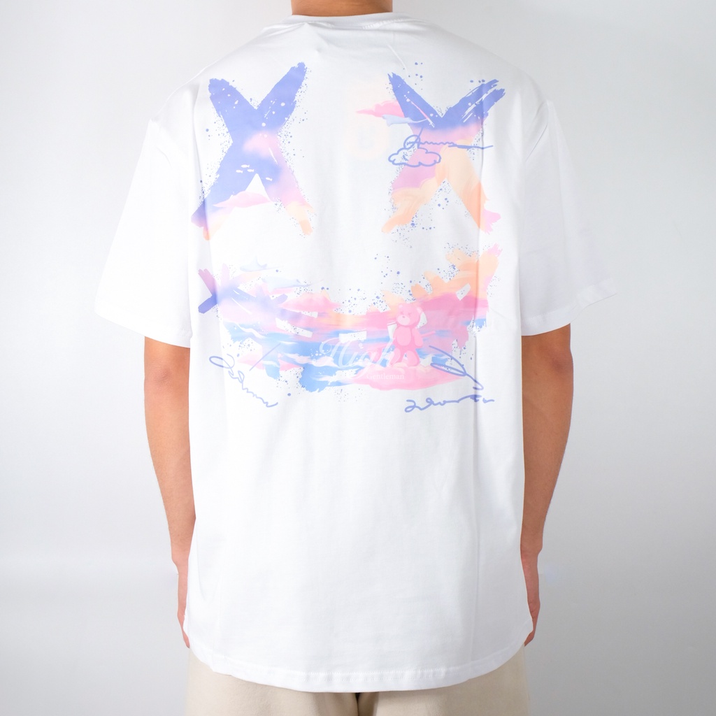 Ricky Is Clown Pink Misty Sea Deconstruction Tearing Face Tee White 100% Original