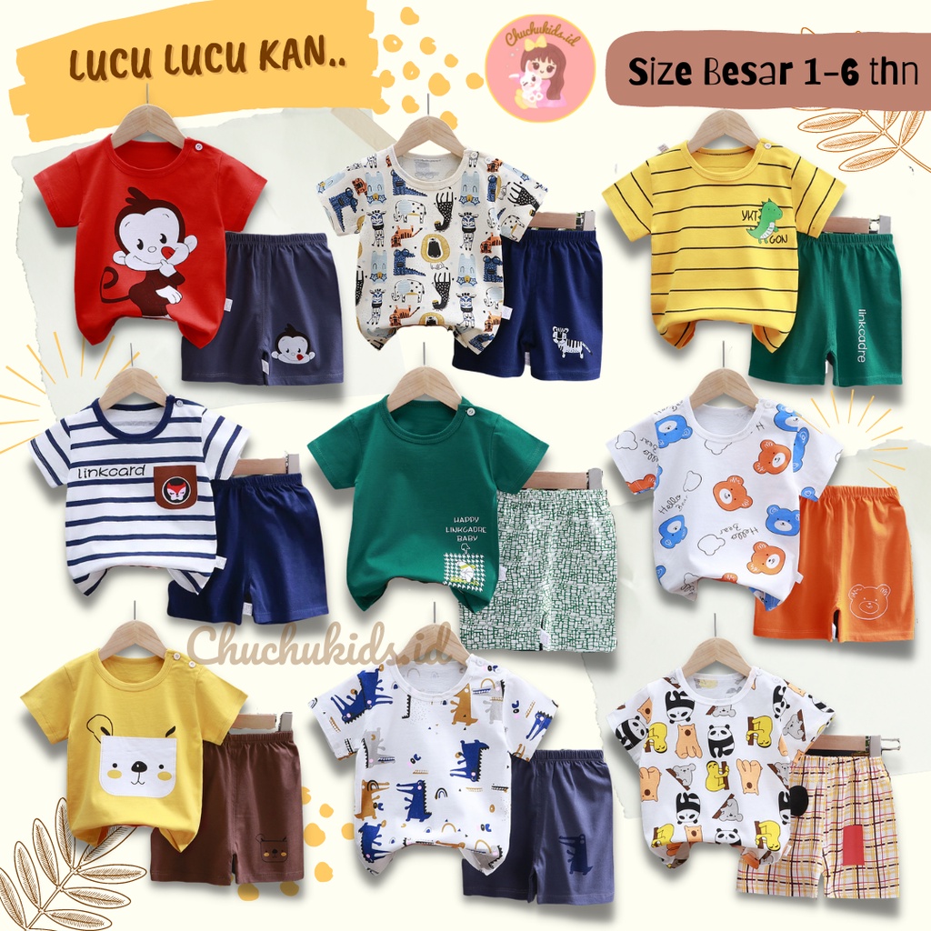 Setelan Bayi Setelan baju Anak Bahan Kaos Lengan pendek Celana pendek baju bayi laki laki baju bayi perempuan stelan bayi stelan anak import korea 3-6 tahun setelan anak pds Setelan UKURAN BESAR