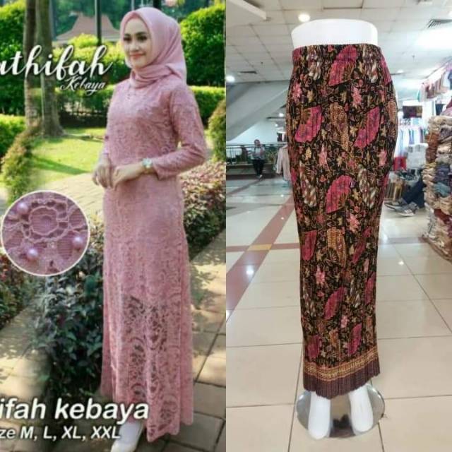 Setelan Kebaya Semi Gamis Brokat Set Rok Silk Semi Sutera Shopee Indonesia