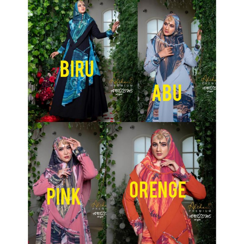 gamis ebilene syari by alzhea/ gamis branded alzhea / gamis ceruty printng / gamis alzhea premium