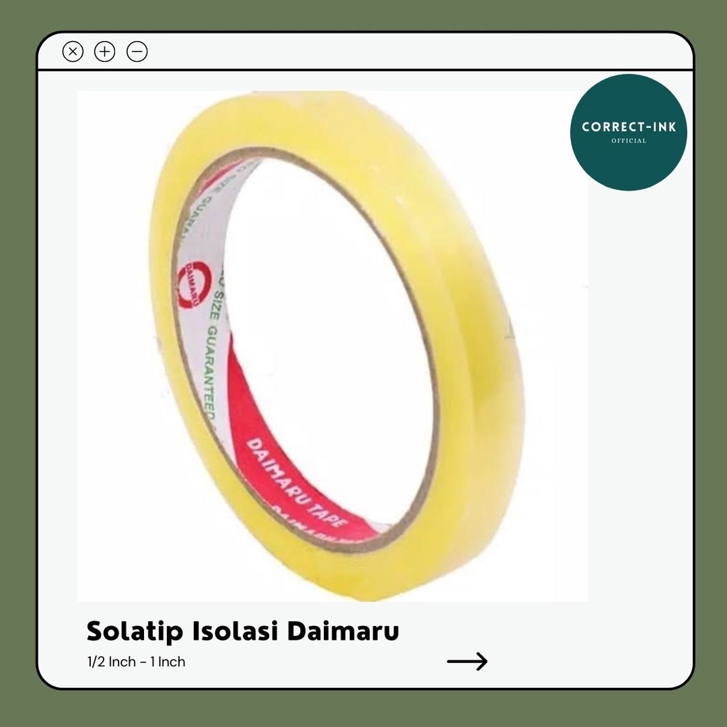 

Solatip Isolasi Daimaru 1/2 inch dan 1 inch / Selotip / Solasi / Perekat / Tape