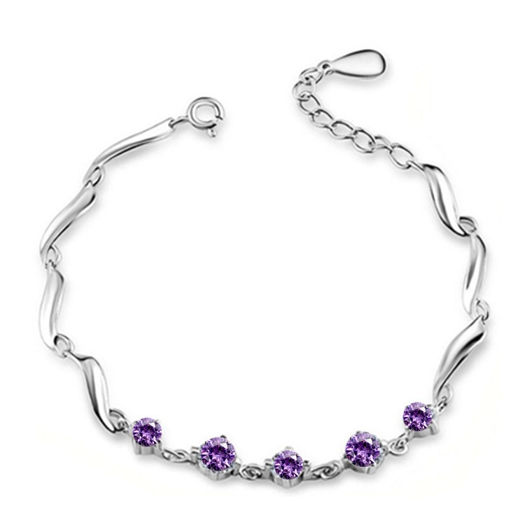 Gelang Bahan Silver Plated 925 Aksen Berlian Gaya Korea