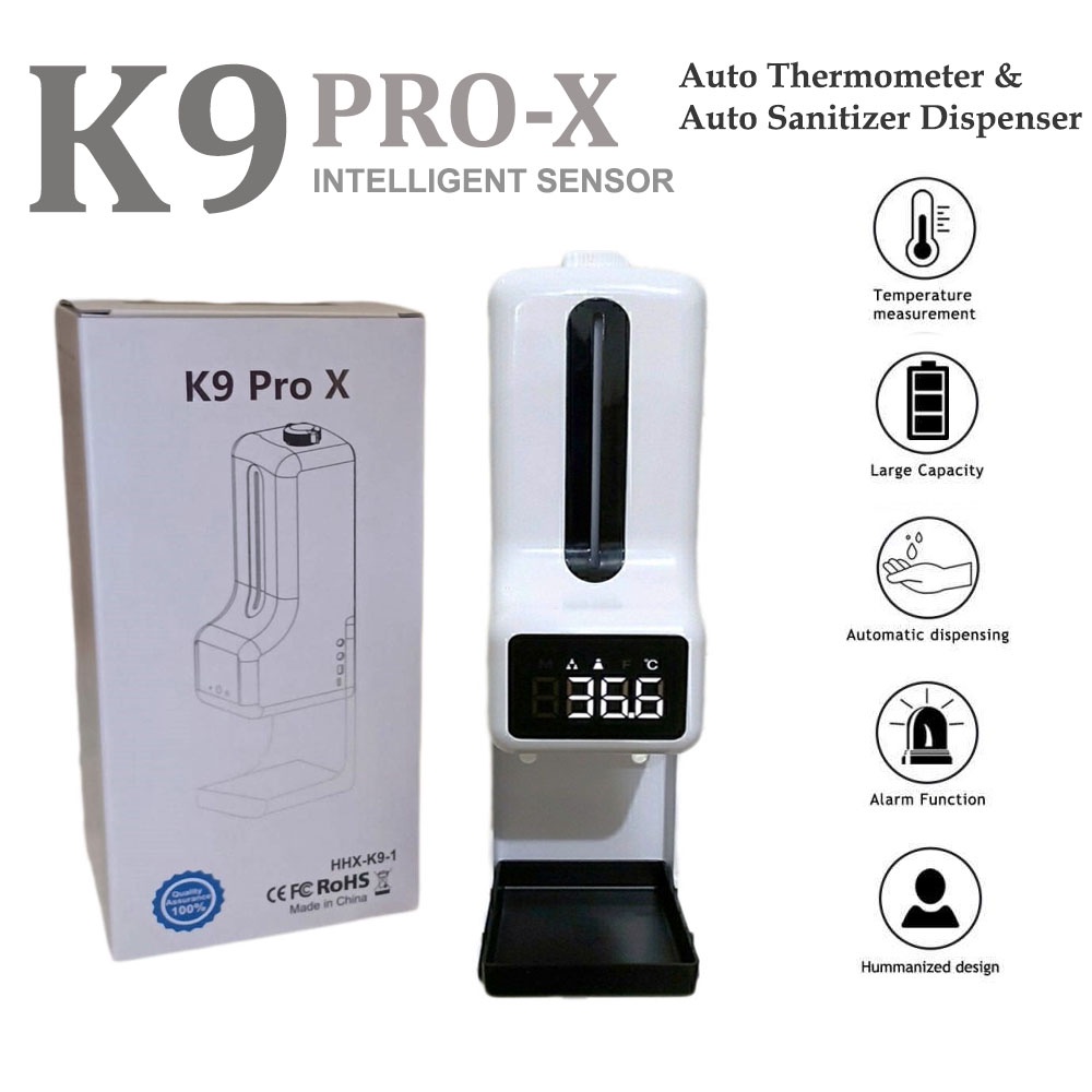 Wall Automatic K9 Pro X Infrared Thermometer (Bebas Kontak) & Dispenser Hand Sanitizer 2 in 1 [K9PRO